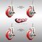 Service Caster 5 Inch 316SS Red Polyurethane Swivel 3/8 Inch Threaded Stem Caster Set Brake SS316TS20S514-PPUB-RED-TLB-381615-4 - alternate 3